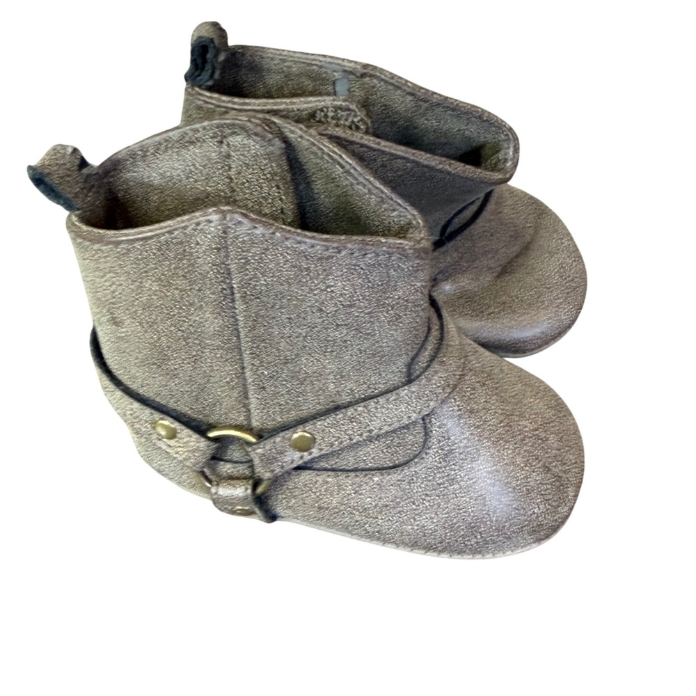 Carters Baby Boots Size‎ 3-6 Months Brown Faux Suede Buckle Strap Western Infant